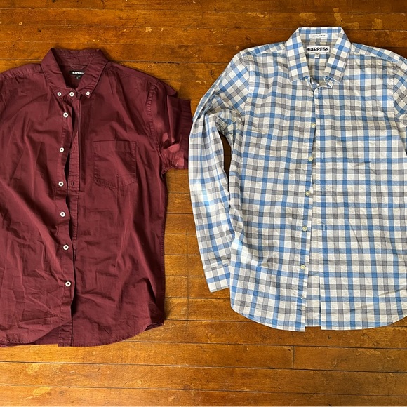 BUNDLE - 2 Men’s Button Down Dress Shirts - Express - Medium - Picture 1 of 5